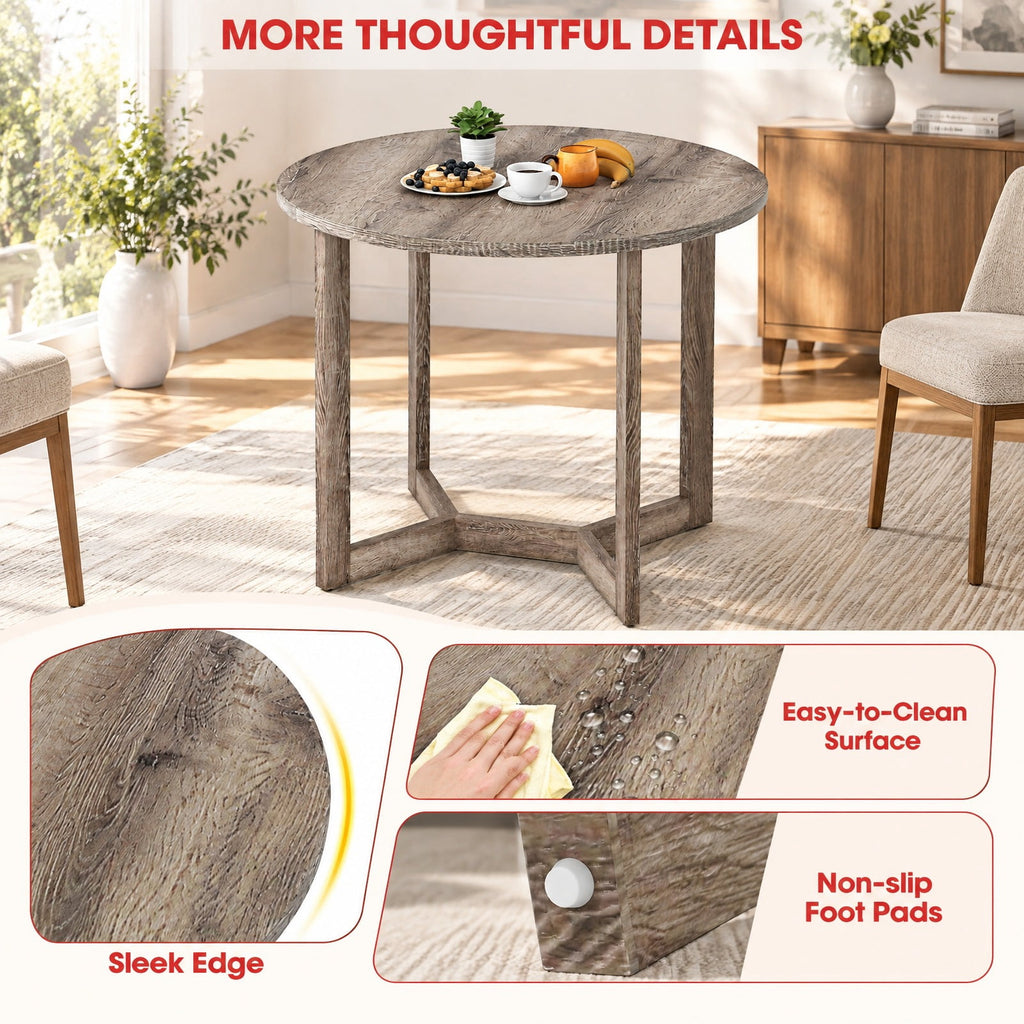 Airfind 36 Inch Round Wood Dining Table for 2-4 People with Wing-shaped Pedestal Base, 220 Lbs Capacity, Rubber Wood Mdf, 36 Inch X 30 Inch, Gray