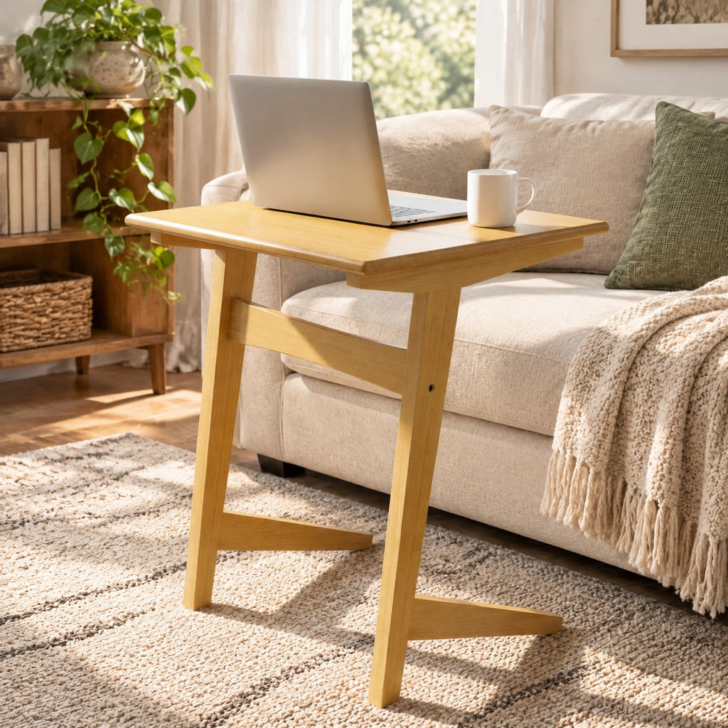 Airfind 1 Piece Wood Sofa Side Table C, 165 lbs Capacity, Rubber Wood MDF Frame, 20 x 18 x 24.5 Footprint, Wood