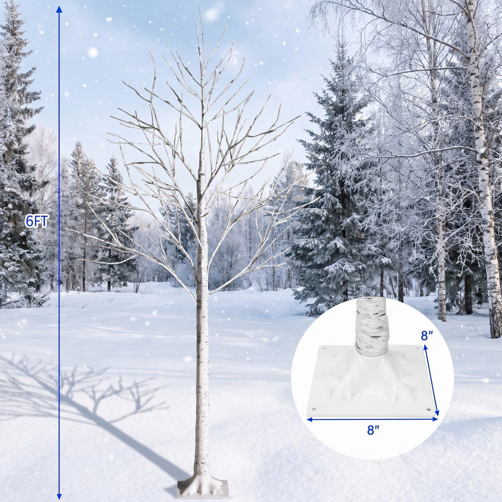 Airfind Pre-lit White Twig Birch Tree for Christmas Holiday with LED Lights-6 ft, metal plastic Height: 4/5/6 ft Frame, White