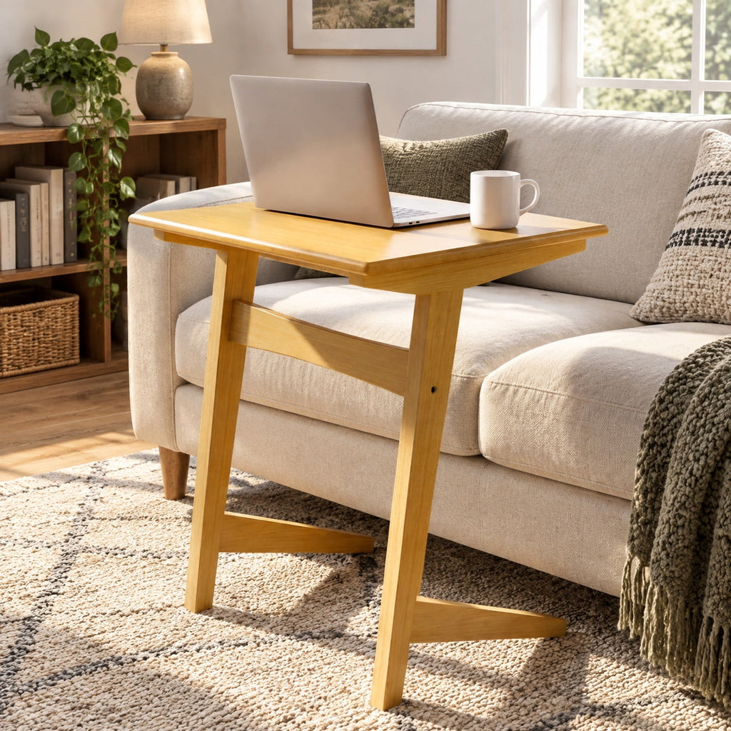 Airfind Set of 2 Wood Sofa Side Table C, 165 lbs Capacity, Rubber Wood MDF Frame, 20 x 18 x 24.5 Footprint, Wood