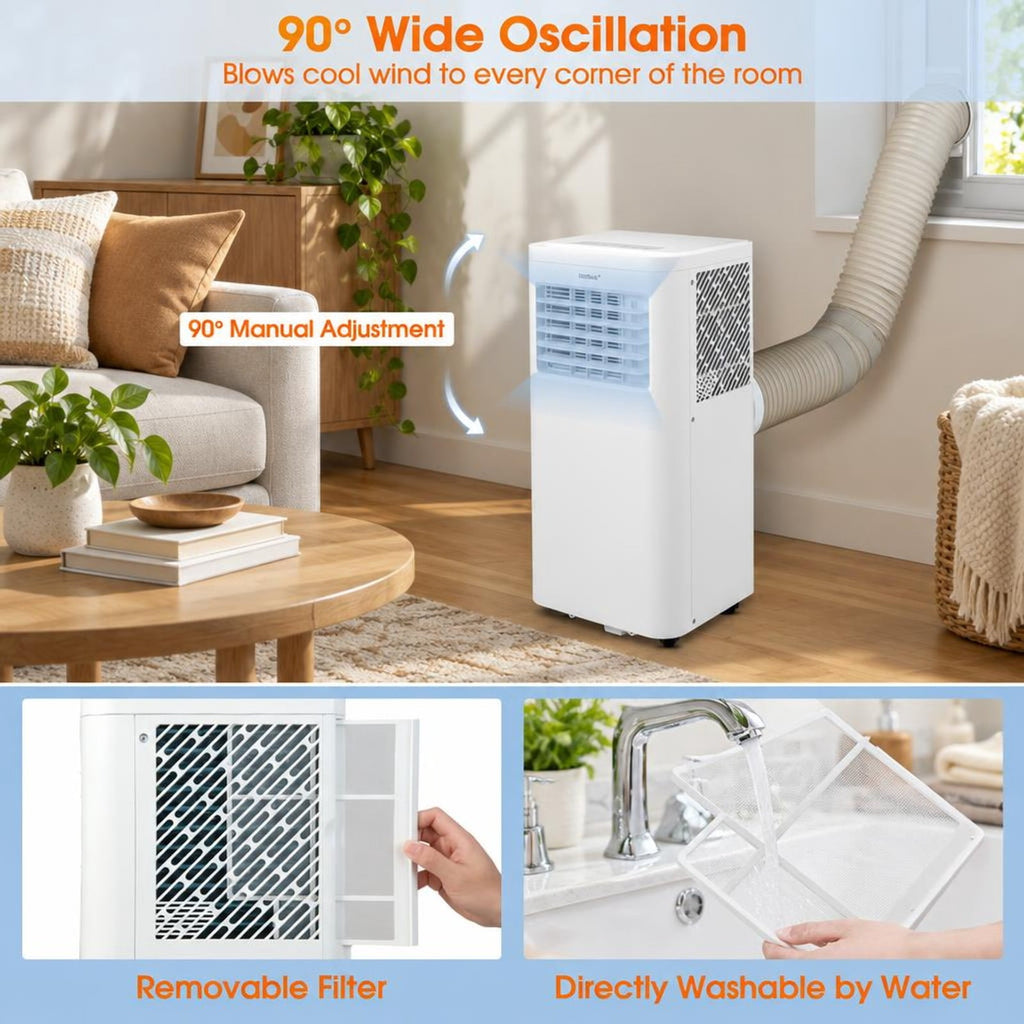 Airfind 10000 BTU (ASHRAE) 6000 BTU (SACC) Portable Air Conditioner with Dehumidifier and Fan Modes, Remote Control, Cools up to 350 Sq.Ft, White