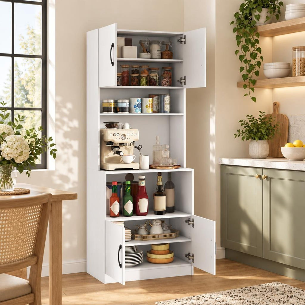 Airfind 66 Inch Kitchen Pantry Cabinet with Charging Station and Adjustable Shelves for Dining Room, 66 lbs Total Capacity, Engineered Wood Frame