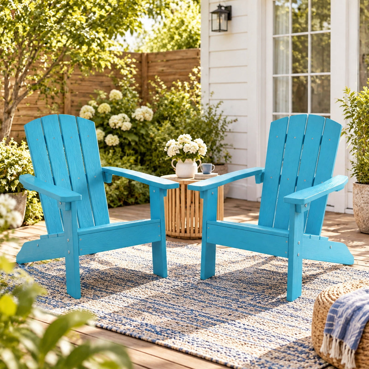 AIRFIND Kids Adirondack Chair with Slatted Back, Wide Armrests and Reinforced Base, HIPS Outdoor Seat for Ages 3 to 8, 165 lb Capacity, Turquoise