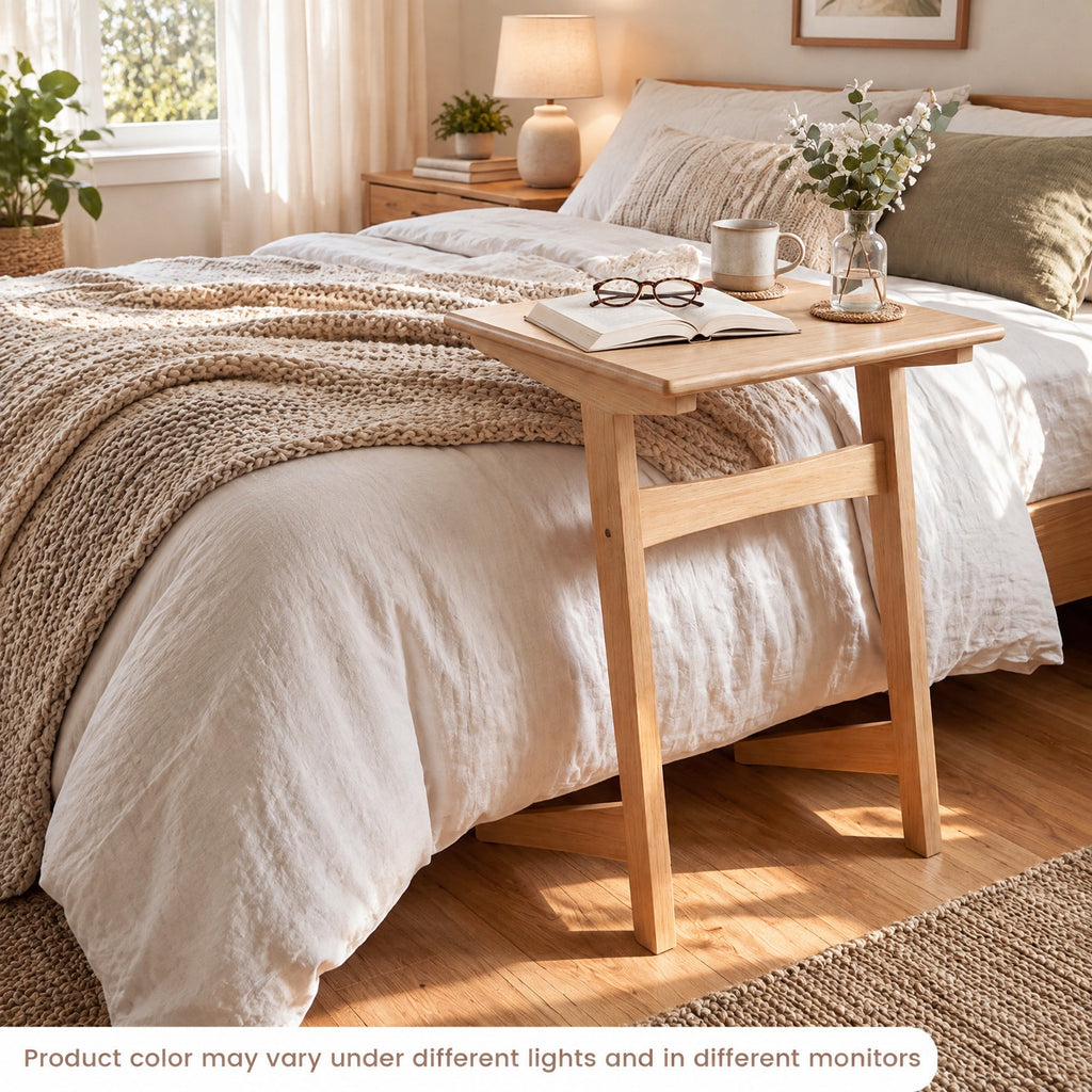 Airfind 1 Piece Wood Sofa Side Table C, 165 lbs Capacity, Rubber Wood MDF Frame, 20 x 18 x 24.5 Footprint, Wood