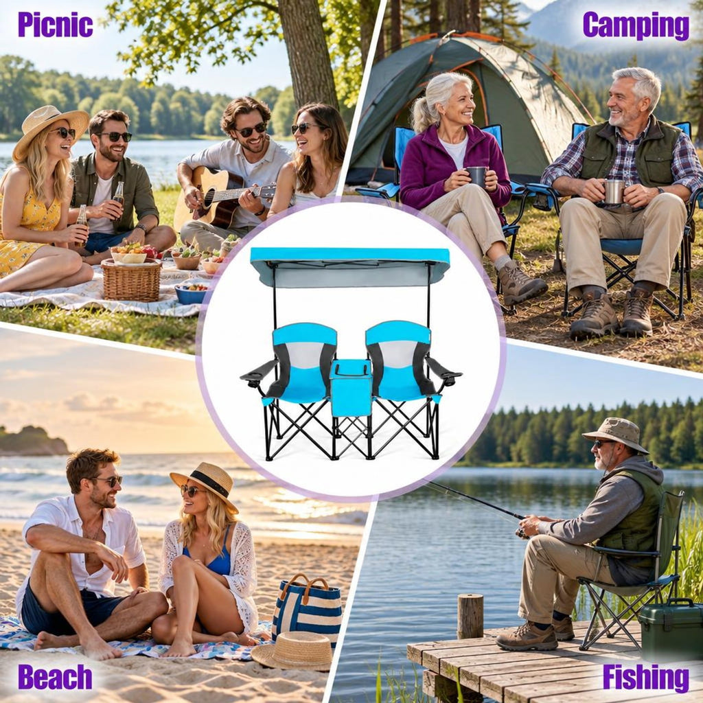 Airfind Patented Portable Folding Camping Canopy Chairs with Cup Holder, Steel oxford fabric Frame, 55.5 x 28.5 x 59.5 (L x W x H) The Footprint