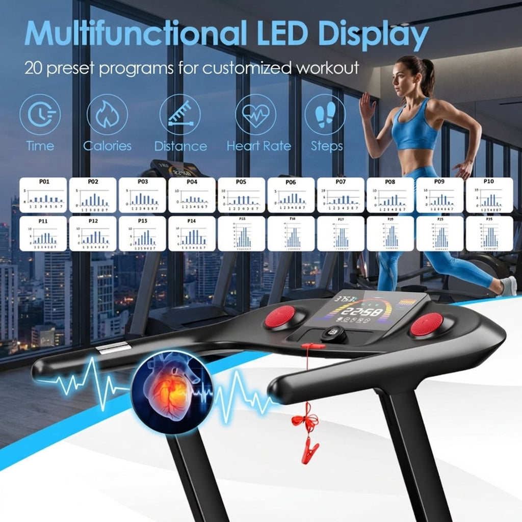 Airfind 4.75 HP Folding Treadmill Running Walking Treadmill for Home with Cushioned Deck and Transport Wheels Supports 264 lbs, Black