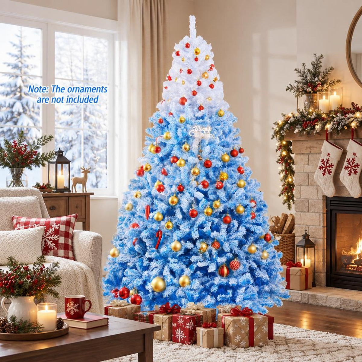 Airfind 5/6/7/8 FT Artificial Christmas Tree with Warm White LED Lights and 8 Modes-8 Feet, PVC Metal Tree Height 5 ft Tree Width 3.1 ft Frame
