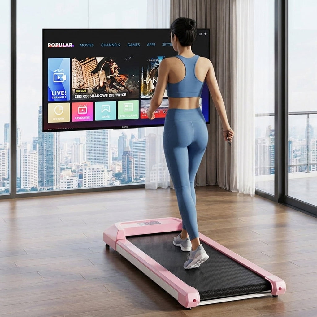 Airfind 3-in-1 Folding Treadmill with Incline 3 HP Walking Treadmill for Home with Smart App and Bluetooth Speaker and Heart Rate Monitor, Pink
