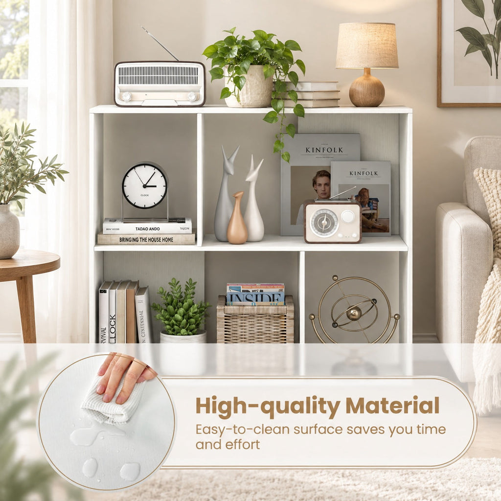 Airfind Open Shelf Bookcase with 4 Compartments, White, 4-cube bookcase provides ample storage space, Assembly is required before use