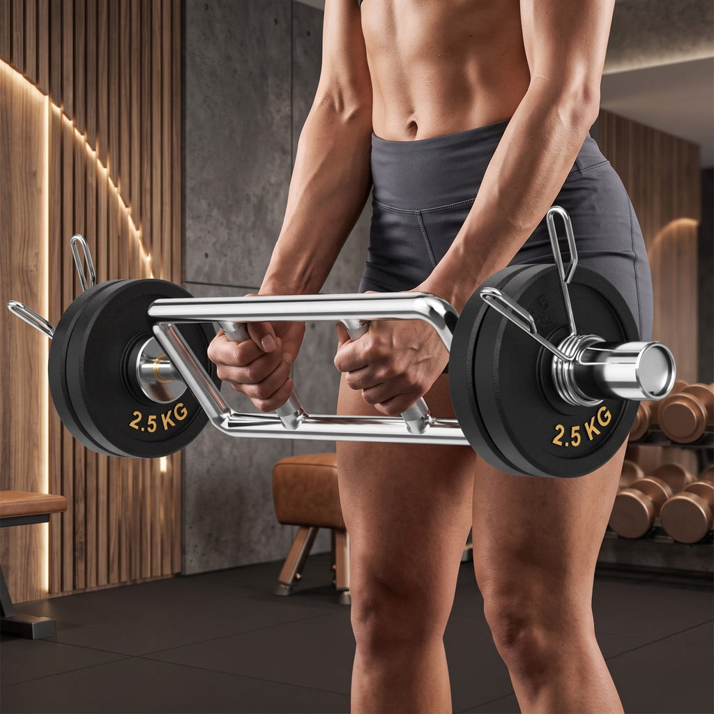 Airfind Olympic Triceps Bar 700 LBS Capacity Steel Curl Bar with Knurled Handles for Squats Deadlifts Shrugs Home Gym Strength Training, Silver