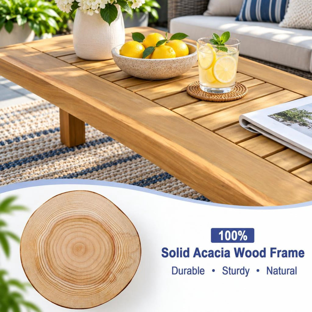 Airfind 52 Inch Outdoor Acacia Wood Dining Bench Chair, 700 lbs Capacity, Acacia wood Frame, 52 x 13.5 x 17.5 Footprint, Wood