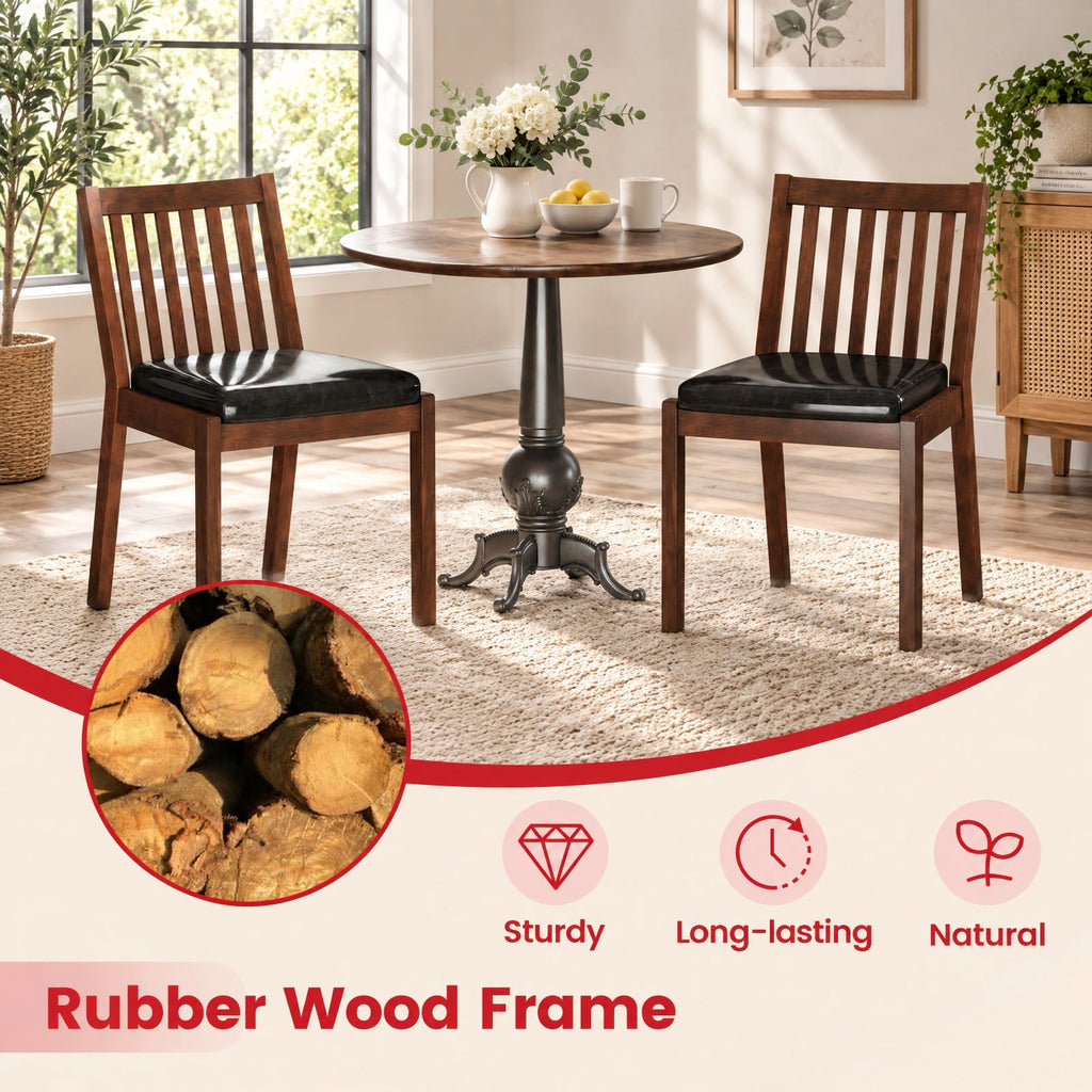 Airfind PU Leather Upholstered Dining Chair with Padded Seat Set of 4, 400 lbs Capacity, Rubber Wood PU Leather Sponge Frame, Espresso