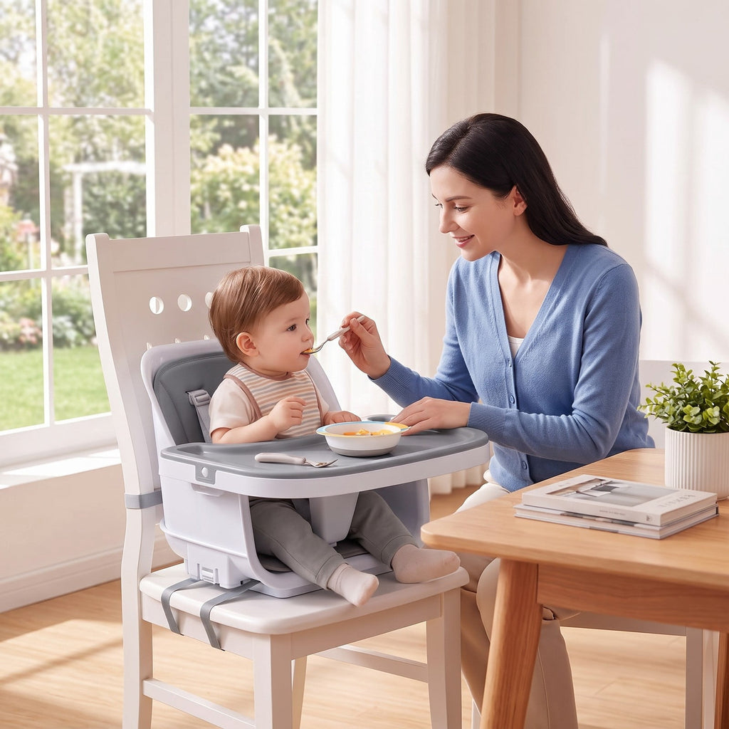 Airfind 4-in-1 Convertible Baby High Chair with Detachable Adjustable Tray, Beech Wood Legs