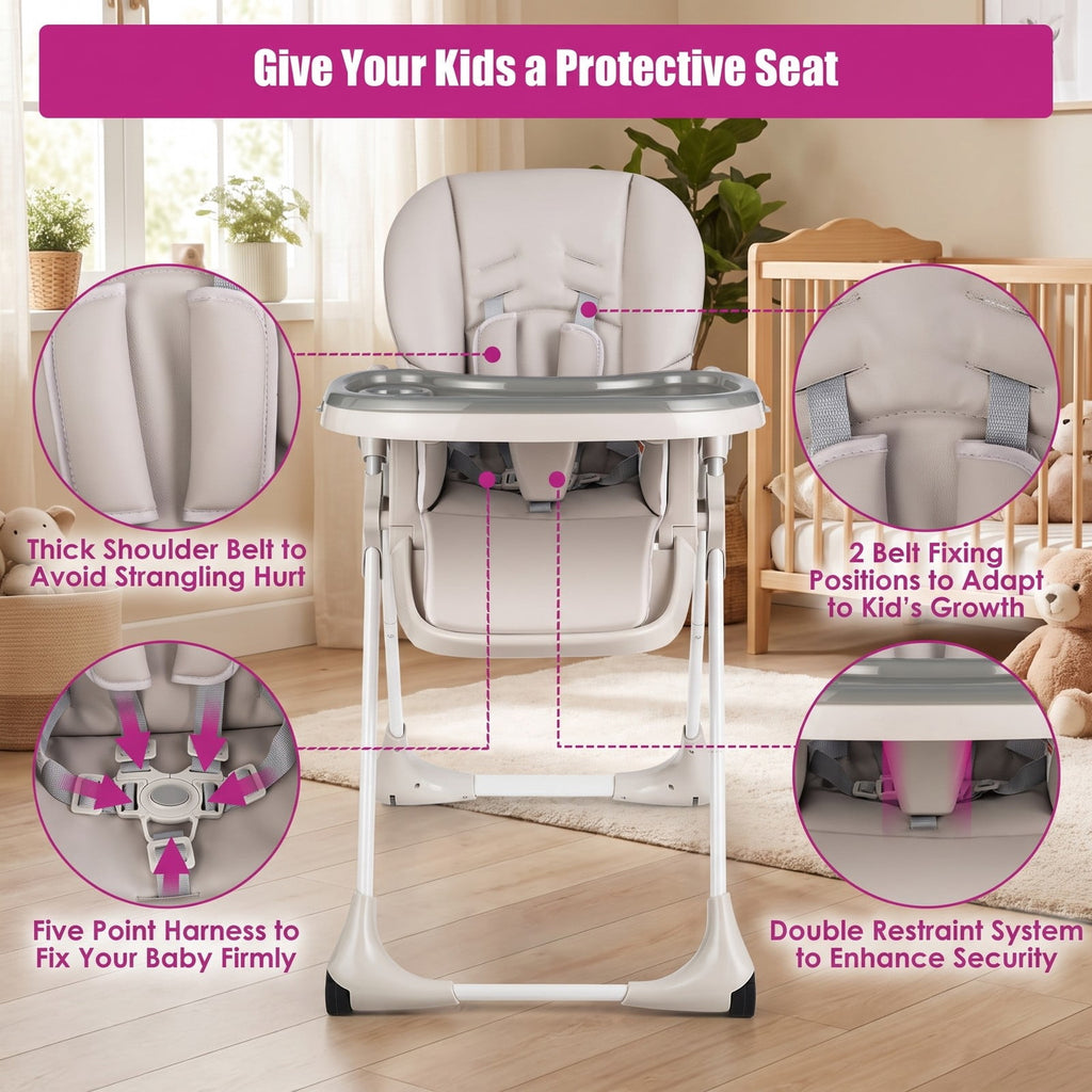 Airfind 3-in-1 Convertible Baby High Chair for Toddlers, 33 lbs Capacity, Metal PP PU, for 6-36