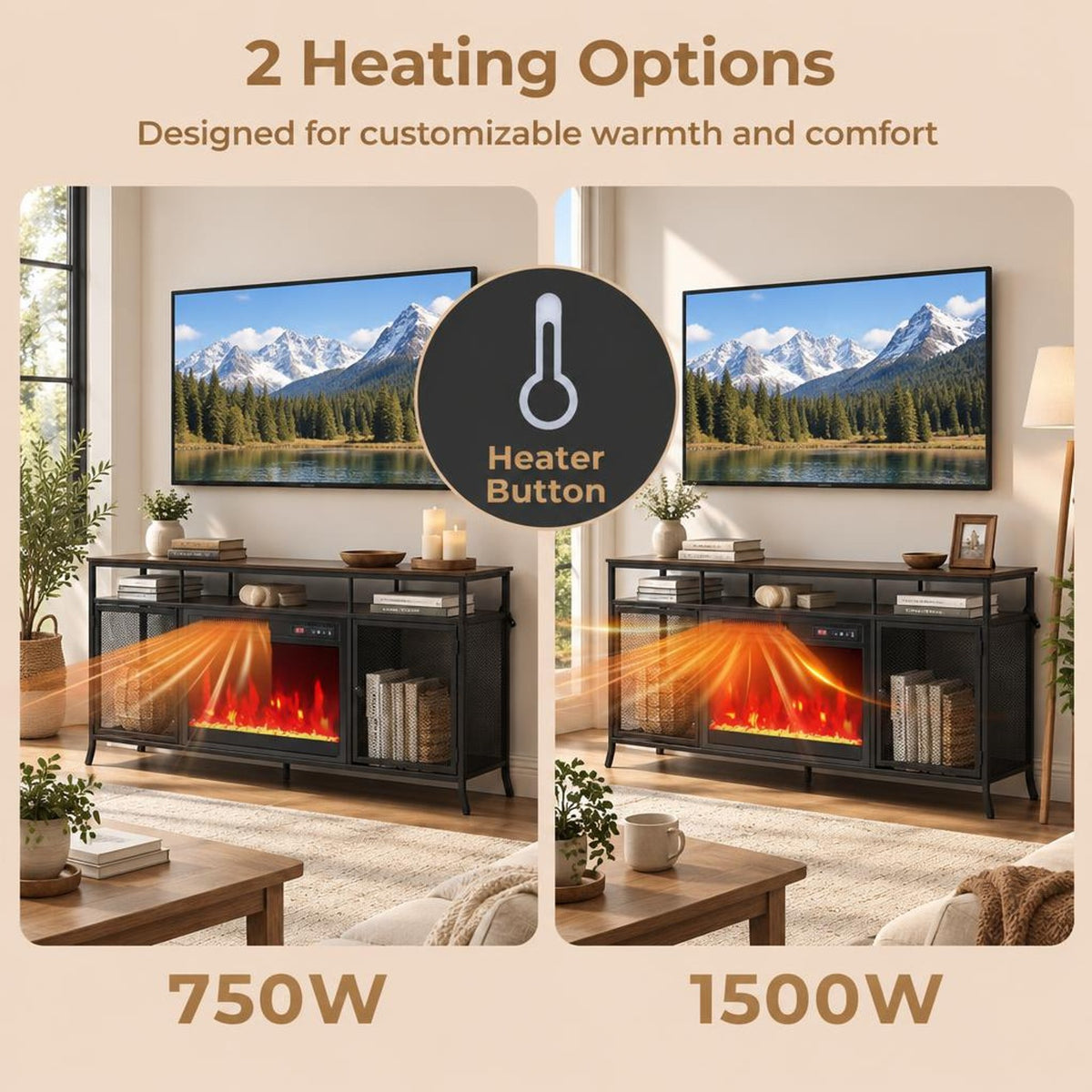 Airfind 18 Inch Electric Fireplace Insert Fireplace Heater with Overheat Protection, Metal Tempered Glass Frame, Black