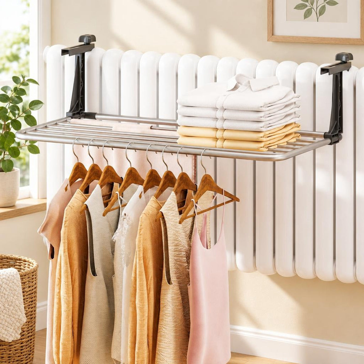 Airfind Portable Clothes Drying Rack Aluminum Towel Rack with Adjustable and Foldable Brackets, Aluminum Plastic Frame, 31 × 17 × 9 Footprint