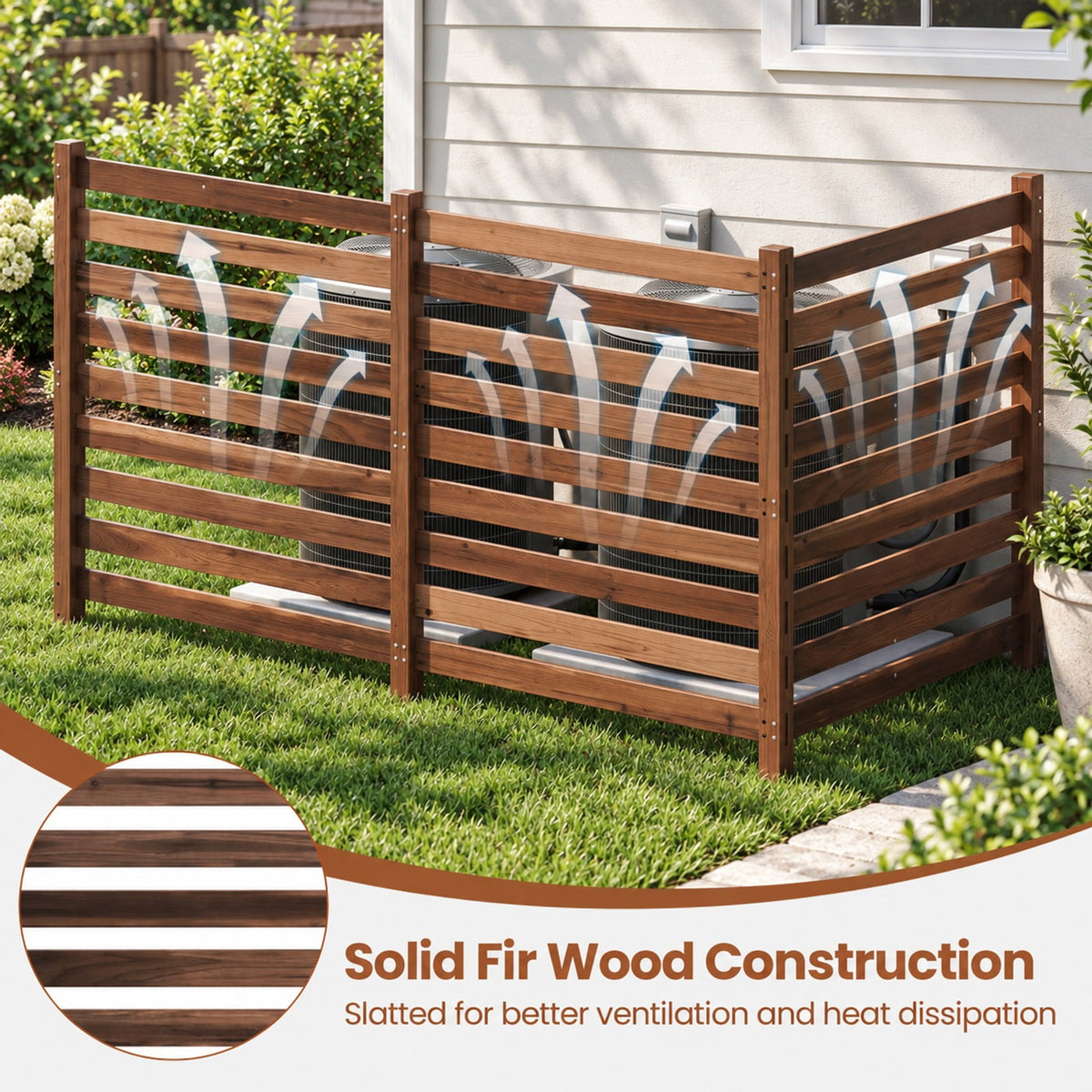 Airfind 3-Panel Wooden Outdoor Privacy Fence with Ground Stakes, Fir Wood Frame, Brown, Product Dimensions of Each Screen 38.5 Inch