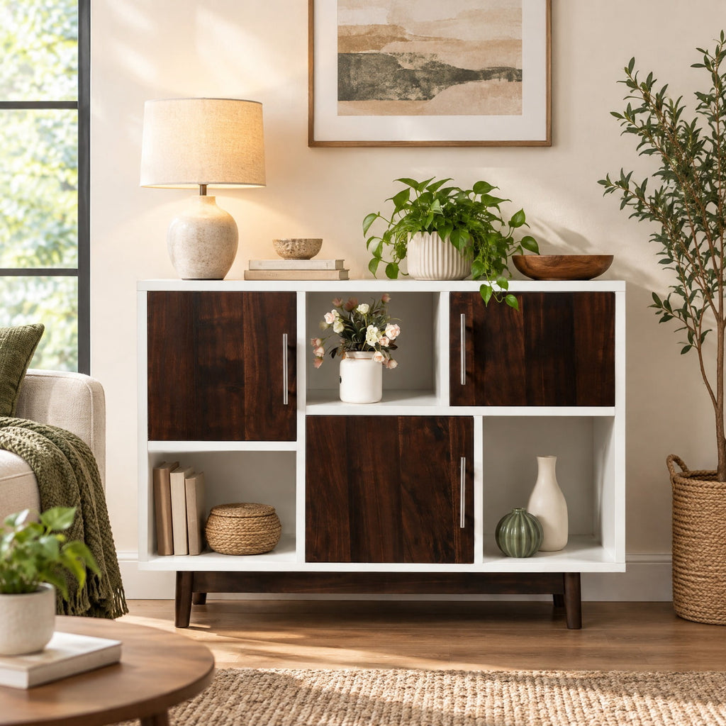 Airfind Wood Display Sideboard Storage Cabinet with Storage Compartments, 33 lbs Capacity, Solid particle board pinewood leg Frame, Wood