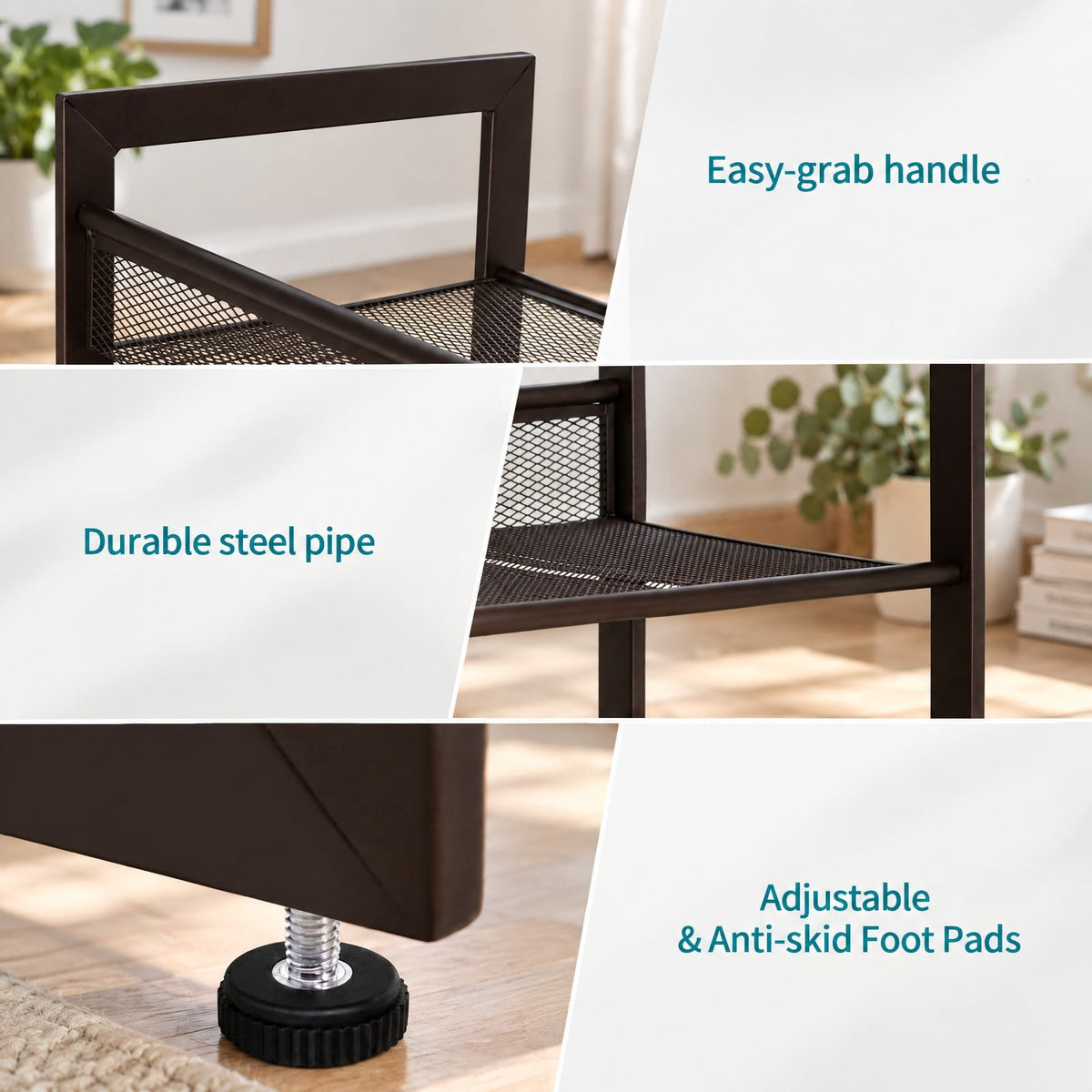 Airfind 4-Tier Flat and Slant Metal Shoe Rack for Entryway and Hallway, Steel Frame with Adjustable Mesh Shelves, 29 x 12 x 32.5, Brown