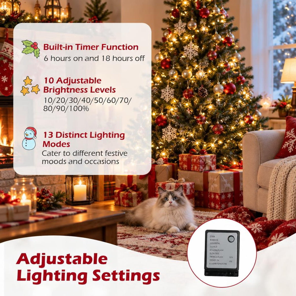 Airfind 6/7/8 Feet Pre-Lit Artificial Christmas Tree Hinged Snow Flocked Xmas Tree-6 ft, PE PVC Metal Frame, 5.2 x 8 ft Footprint, Green