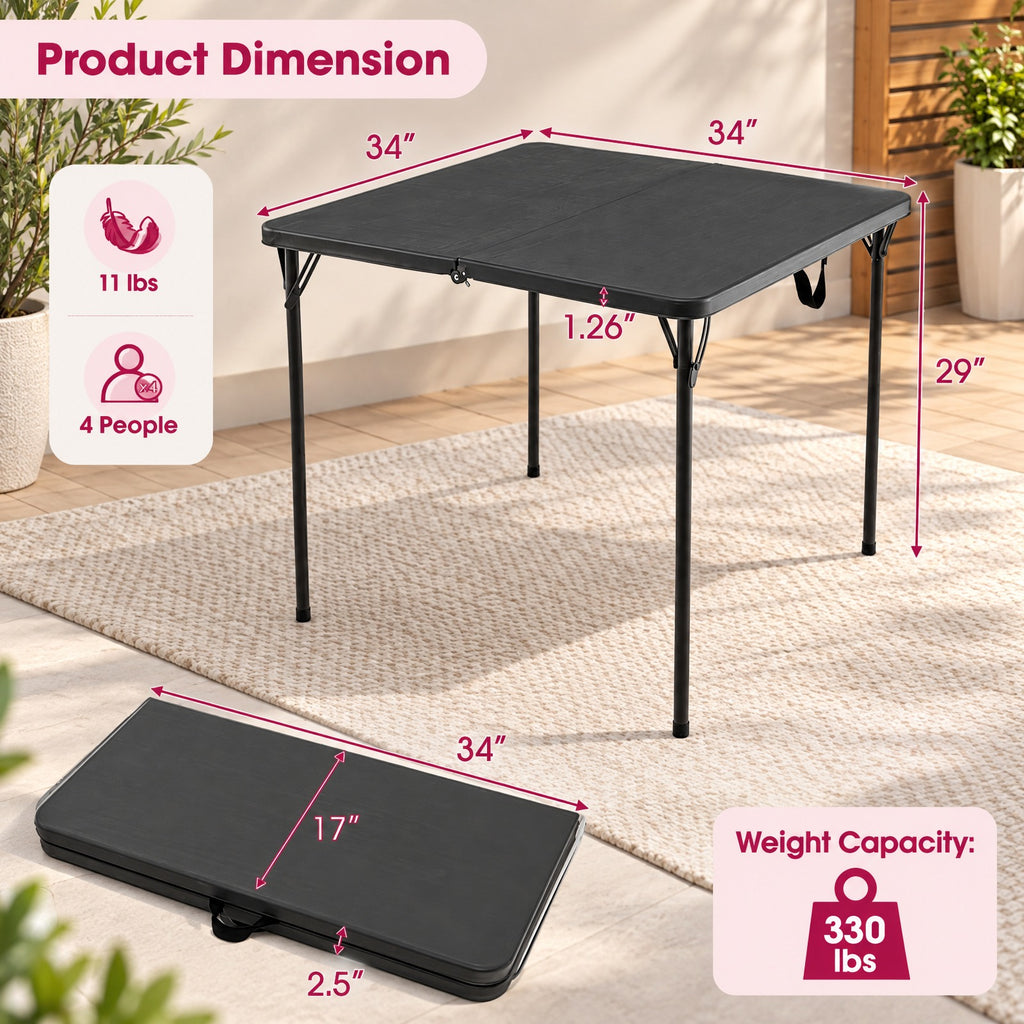 Airfind Folding Camping Table with All-Weather HDPE Tabletop and Rustproof Steel Frame, 330 lbs Capacity, HDPE Steel Frame, Gray