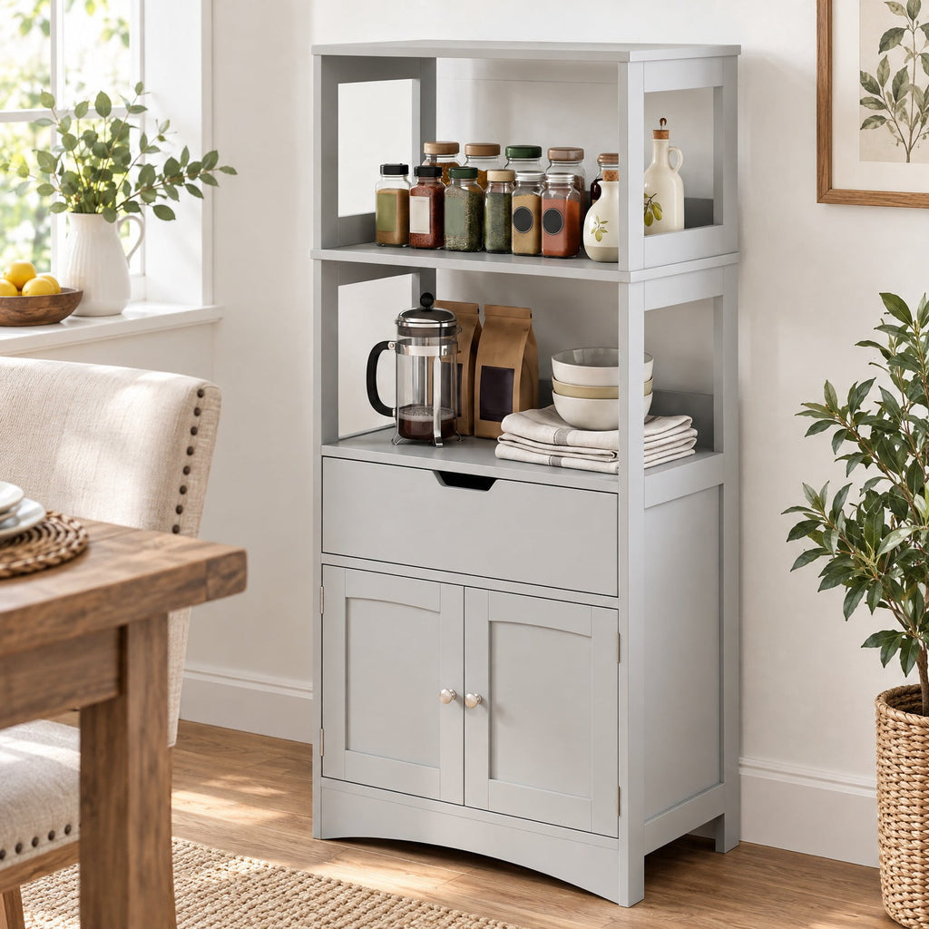 Airfind Bathroom Storage Cabinet with Drawer and Shelf Floor Cabinet, 20 lbs Capacity, MDF PB Frame, Gray