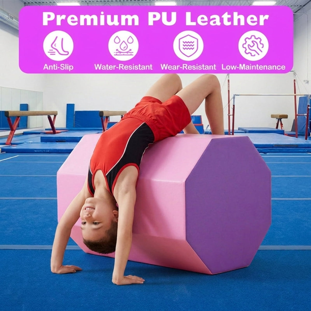 Airfind 10 Feet x 4 Feet x 2 Inch Folding Exercise Mat with Non-Slip Surface and Cushioned Support and Easy-Fold Storage for Home Workout Gymnastics and Yoga, Red