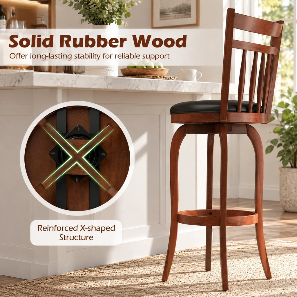 Airfind Swivel Bar Stools Set of 2 Counter Height Faux Leather Upholstered Barstools-24 Inches, 330 lbs Capacity, Expresso and Black