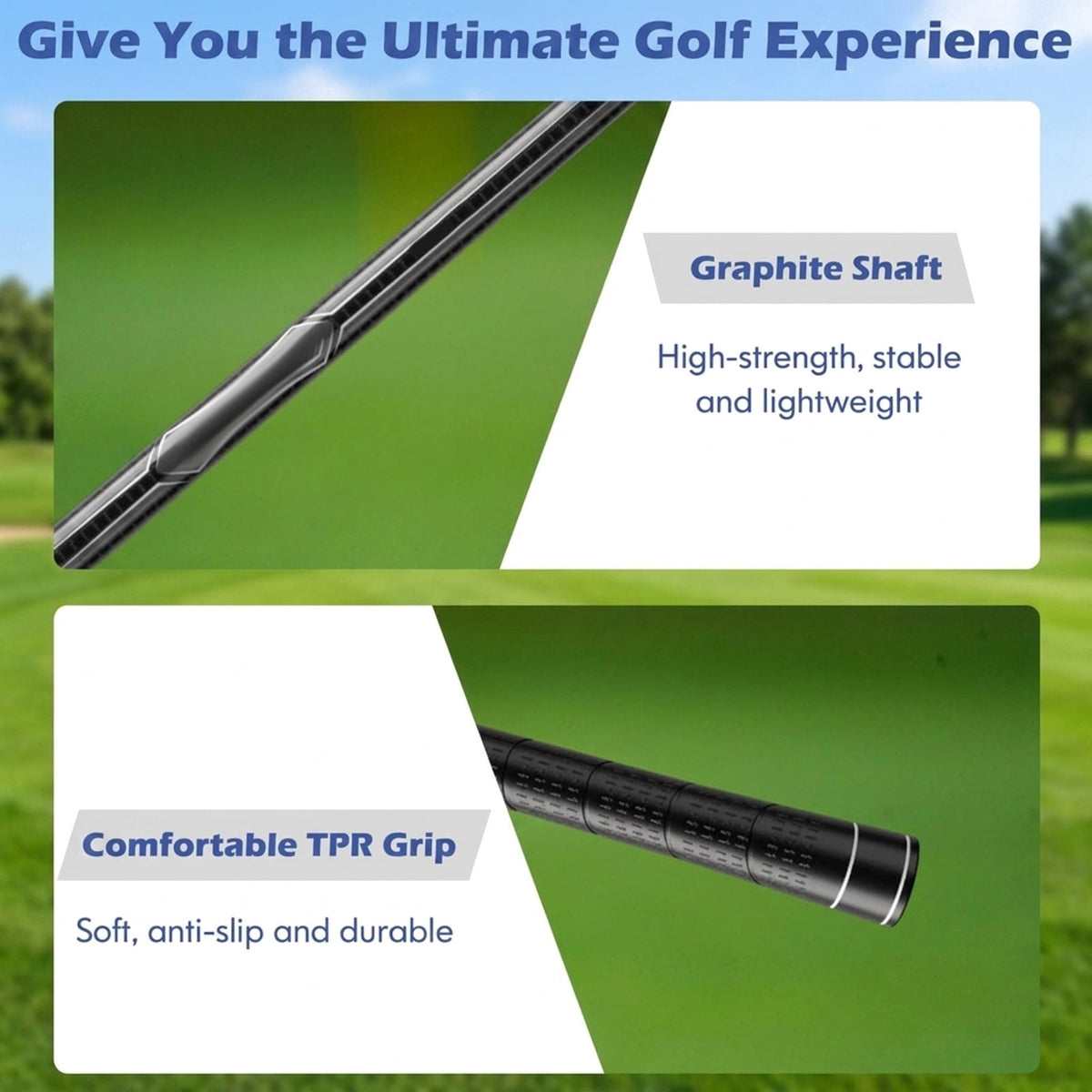 Airfind Mens Complete Golf Club Set with 9 Pieces Including Graphite Shafts and TPR Grips Plus 3 Headcovers and Expanded Sweet Spot Irons as a Full Golf Club Set, Gray