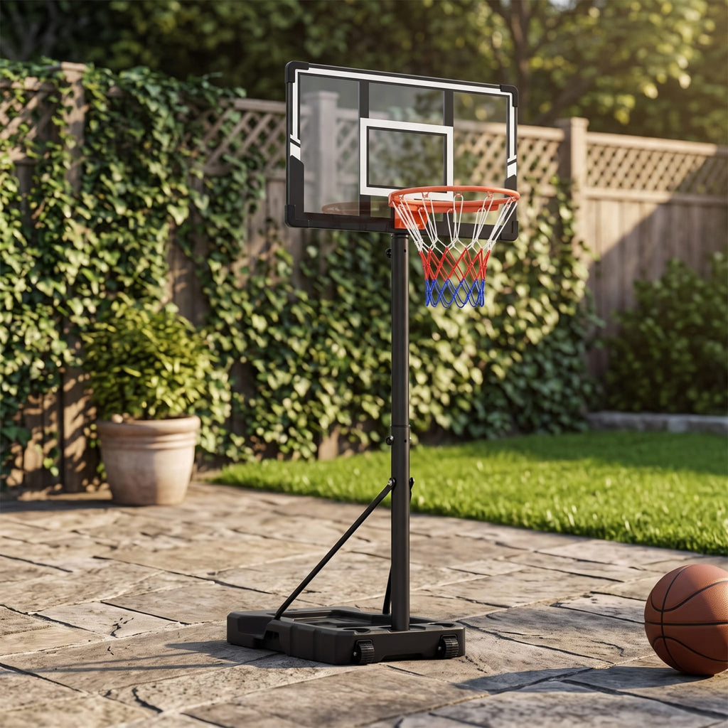 Airfind Portable Basketball Hoop with 3.3 to 10 Foot Adjustable Height Shatterproof Backboard and Fillable Base for Backyard Driveway Play, Black