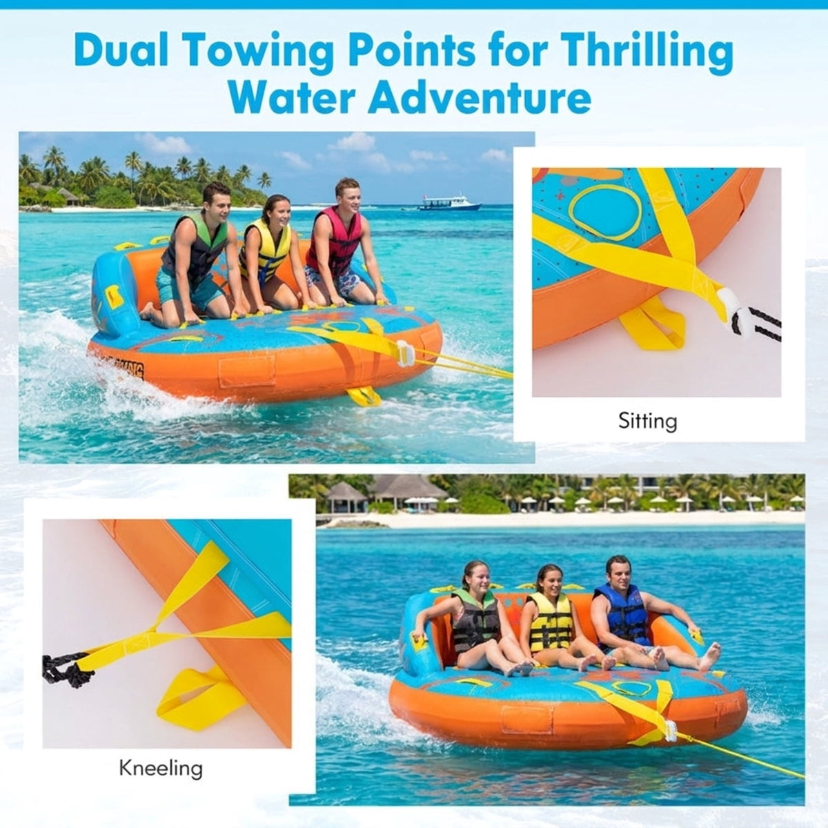 Airfind Oversized Inflatable Pool Float for Adults with Ultra-Soft Flocked Surface and Dual Air Chambers plus Patch Kit and Storage Bag for Lake and Swimming Pool Lounging