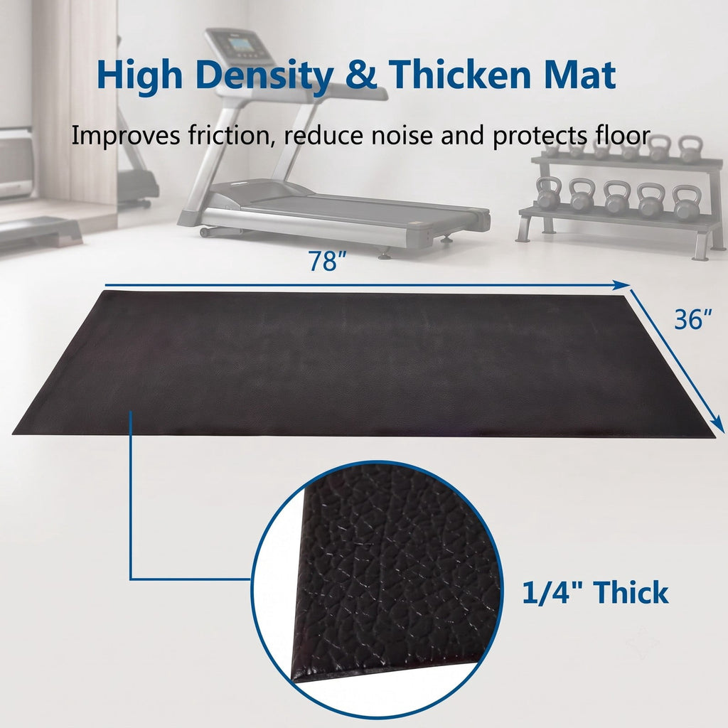 Airfind 78 Inch Long Thicken PVC Equipment Mat for Treadmill and Exercise Bike to Protect Home and Gym Wood Floors, Black