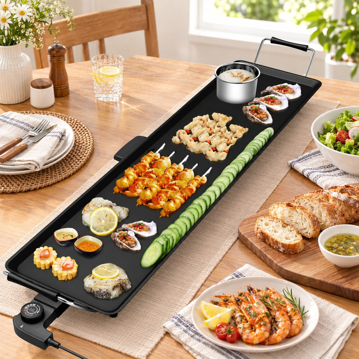 Airfind 35 Inch Costway Electric Griddle Teppanyaki Grill with Adjustable Temperature, Aluminum Voltage and Frame, Black