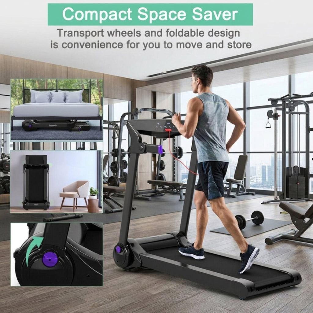 Airfind 3HP Folding Cardio Treadmill with Audio Console, Purple