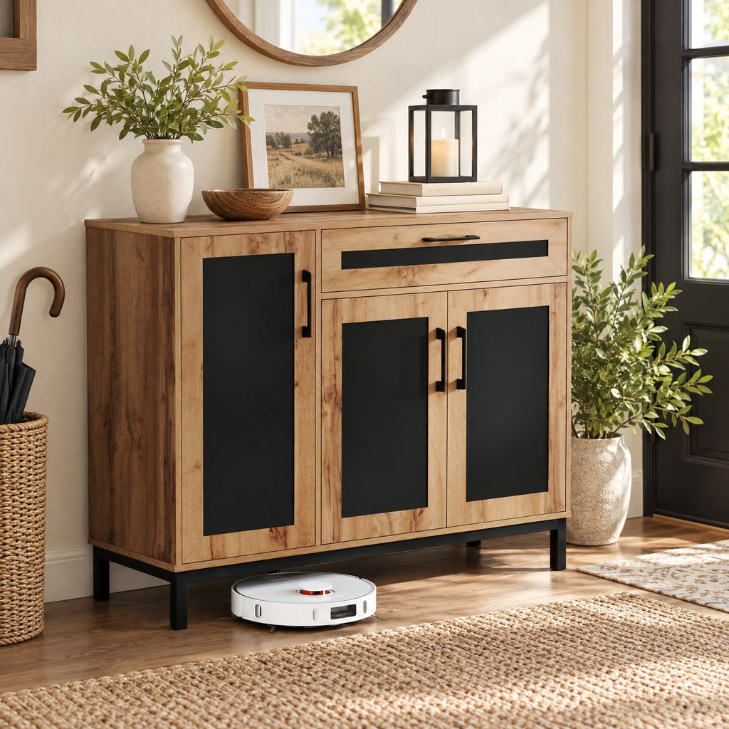 Airfind 48 Inch Sideboard Buffet Cabinet with Drawer and Metal Legs, 88 lbs Capacity, Engineered Wood MDF Frame, 48 Inch x 16 Inch x 37.5 Inch Footprint