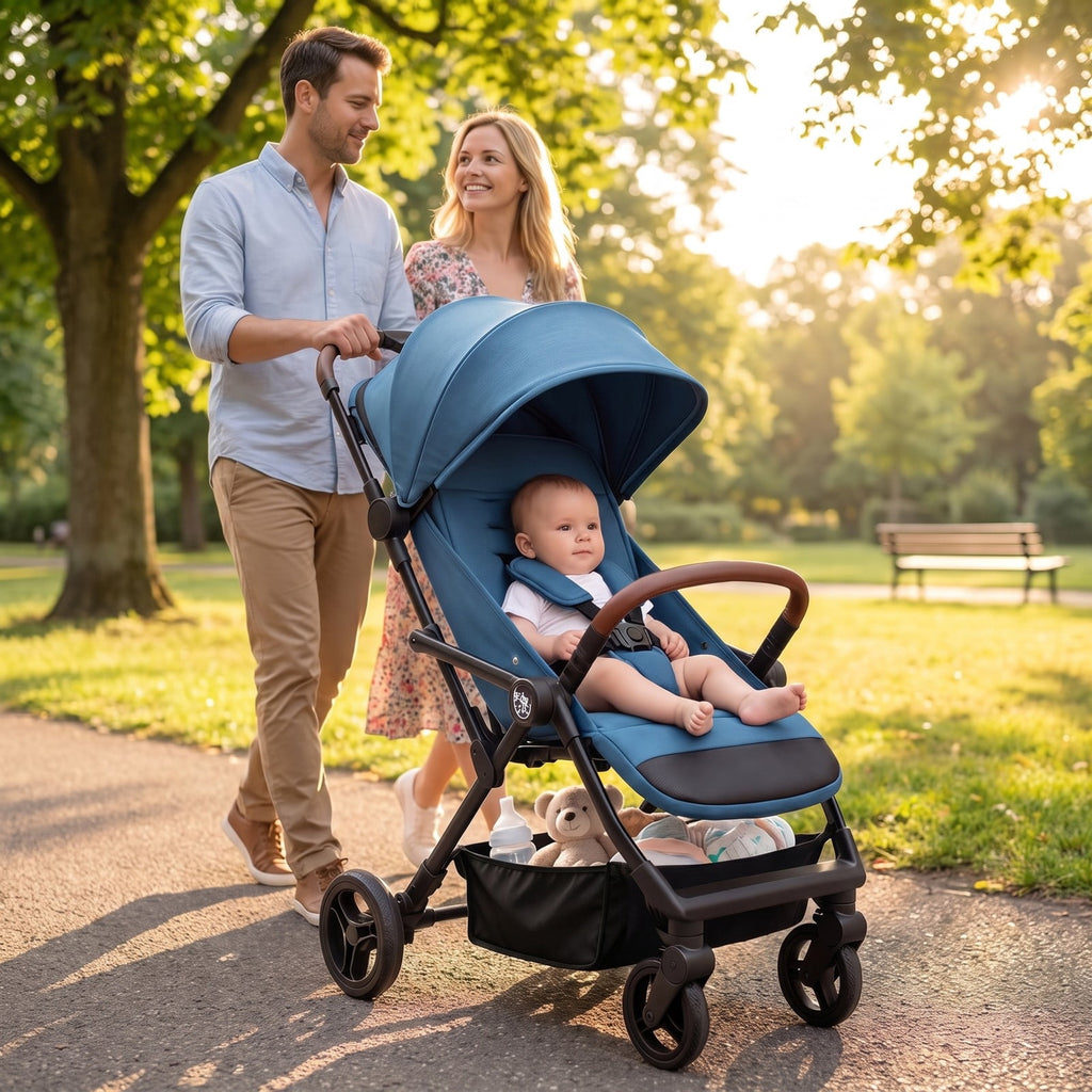 Airfind Lightweight Baby Stroller with One-Hand Folding and Adjustable Canopy for Toddlers, 50 lbs Capacity, Metal Aluminum Fabric Frame, Blue
