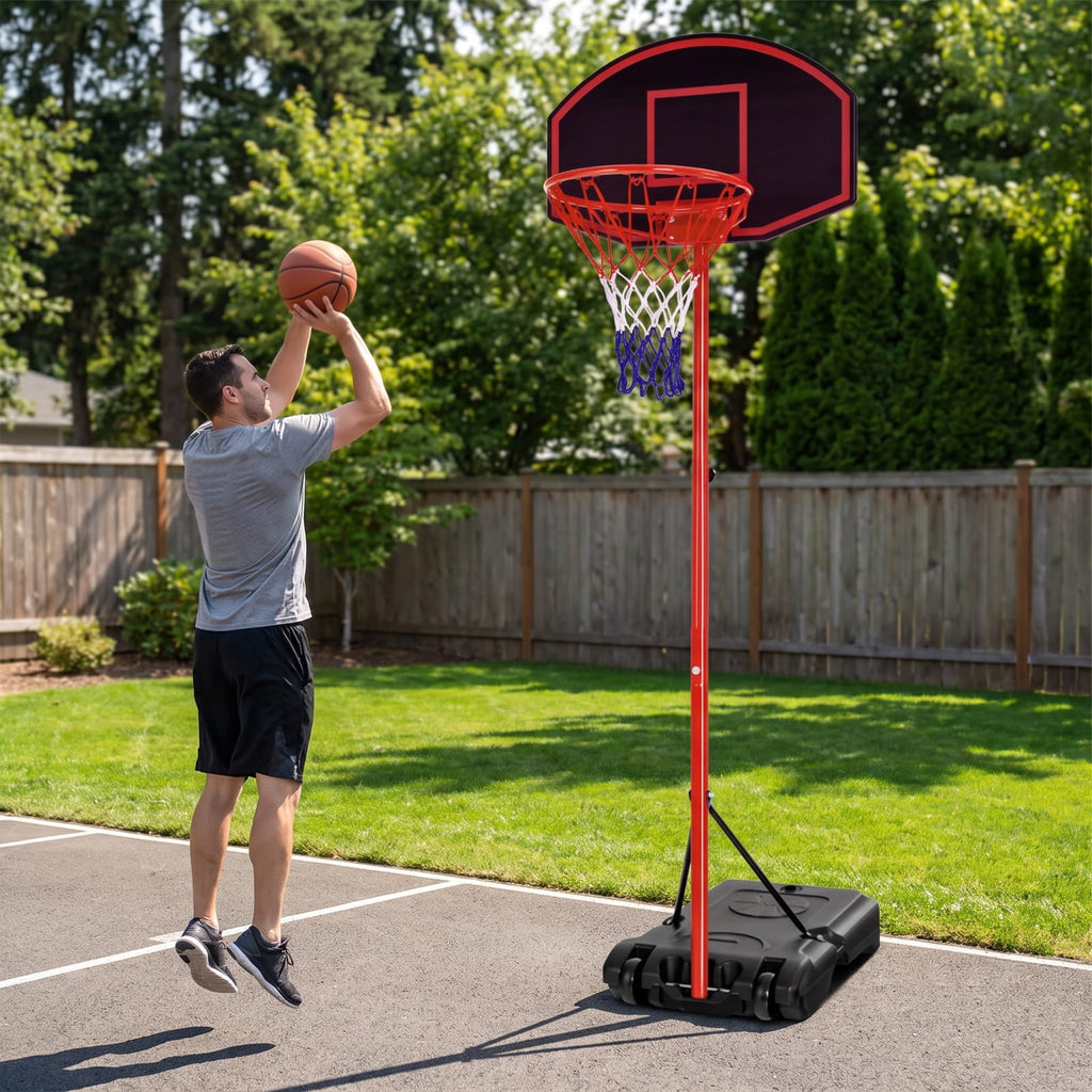 Airfind Portable Basketball Hoop with 5.5 to 7.5 Foot Adjustable Height Shatterproof HDPE Backboard and Fillable Base with Wheels, Black