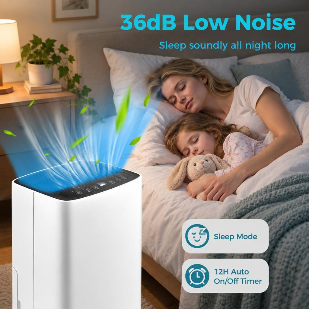 Airfind 30 Pints 1500 Sq. Ft Portable Dehumidifier for Medium to Large Spaces, 10 Inch x 8.5 Inch x 18.5 Inch Footprint, ABS Frame, White