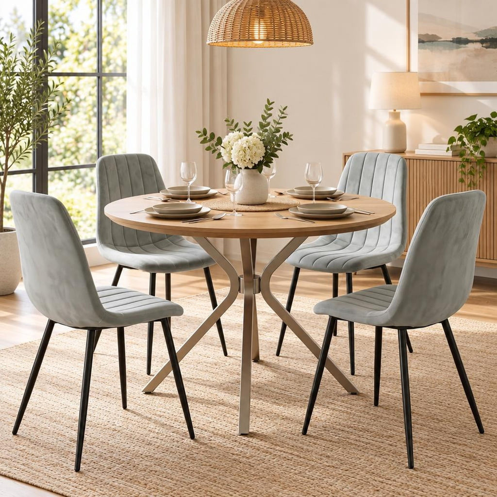 Airfind Upholstered Fabric Dining Chairs Set of 4 with Sturdy Metal Legs and Curved Backrest, 330 lbs Capacity, Fabric Frame, Grey