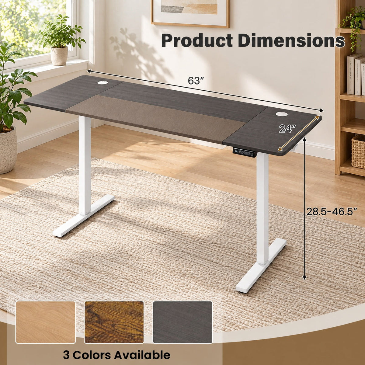 Airfind 63 x 24 Inch Height Adjustable Sit Stand Computer Desk with 3 Memory Presets, 200 lbs Capacity, Engineered Wood Metal Frame, Grey