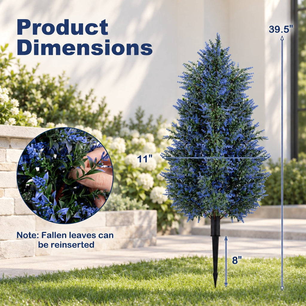 Airfind 2 Pack 3.3 ft Artificial Lavender Topiary Trees with Ground Spikes for Indoor Outdoor, PP PE Frame, Lavender