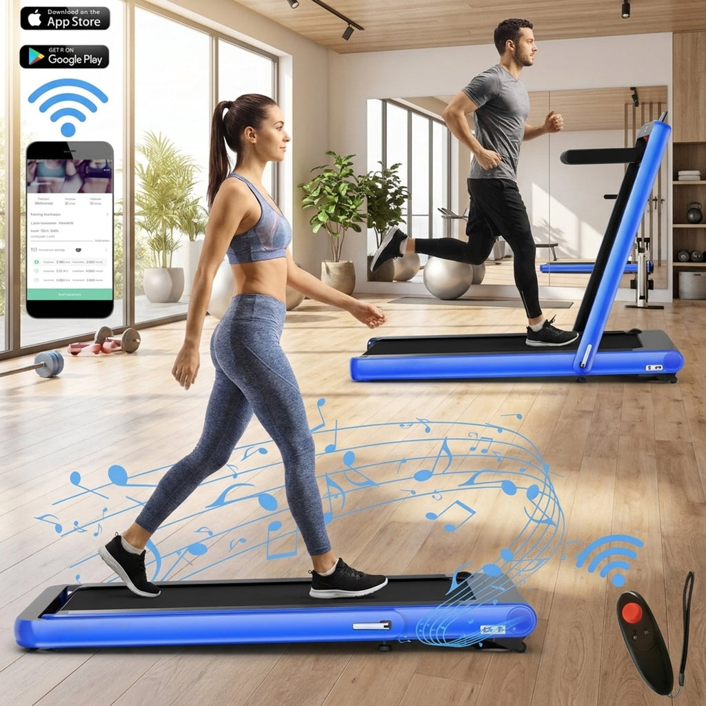 Airfind 4.75HP Walking Pad Treadmill for home with LED display and remote control plus 7-layer anti-slip belt for under desk walking, Navy