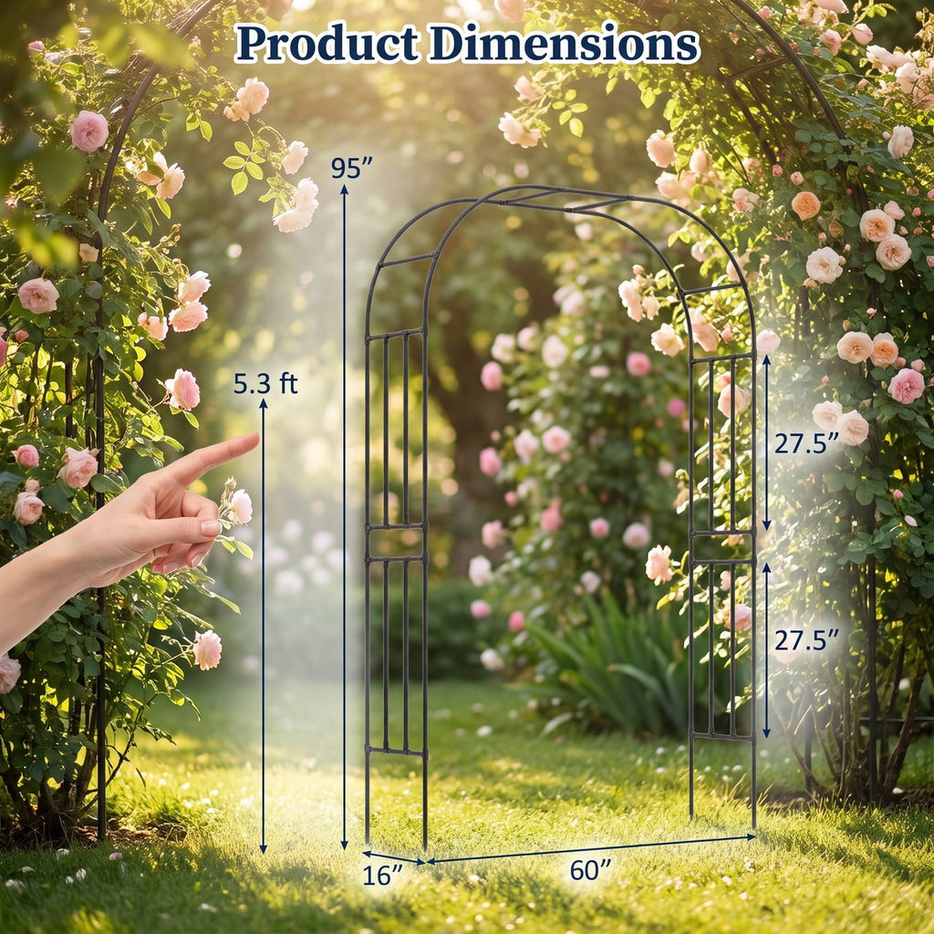 Airfind Outdoor Metal Garden Arch Trellis for Climbing Plants Grape Vine Flower, Used as a beautiful wedding arch or an event photo backdrop stand