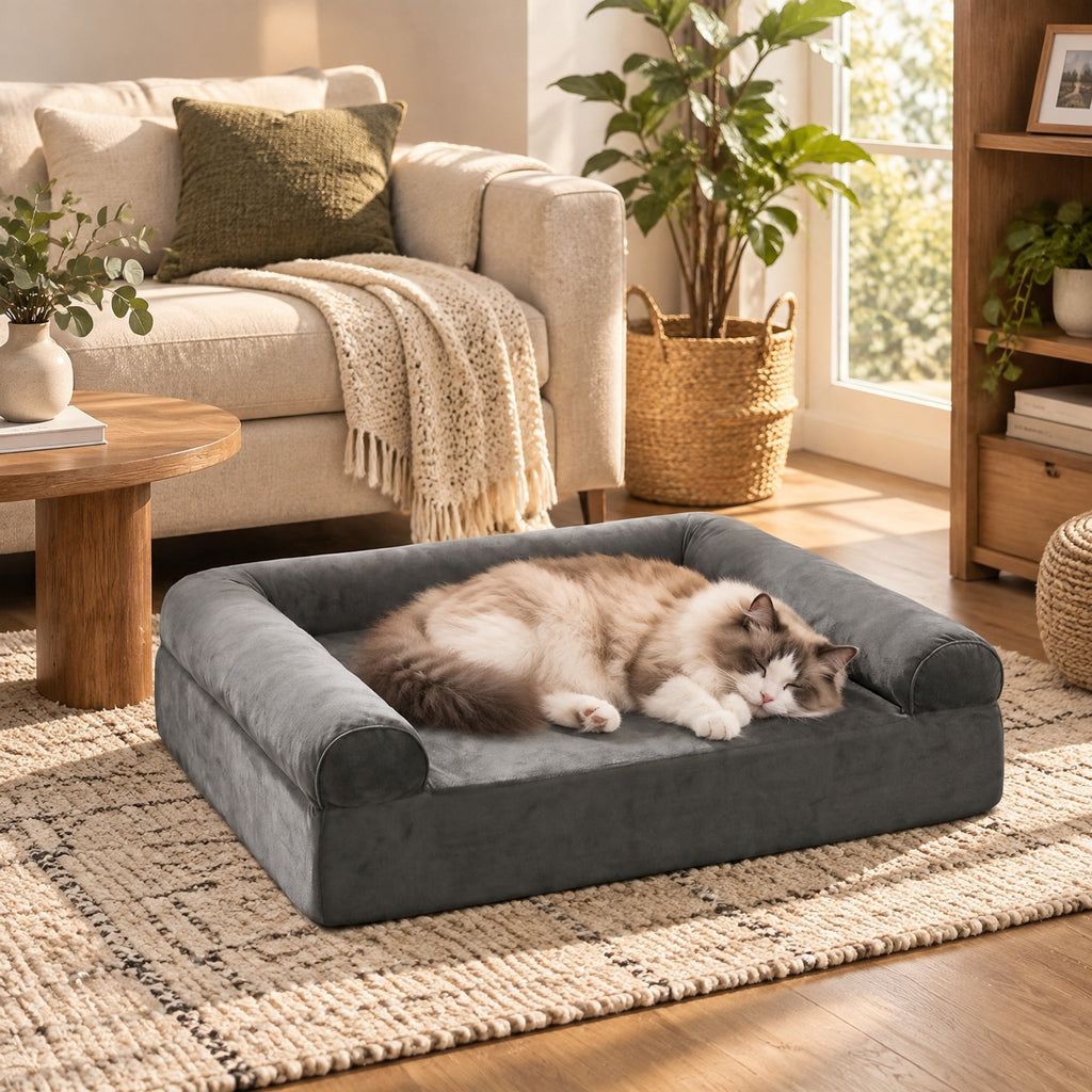 Airfind Cooling Gel Memory Foam Dog Bed for Medium Dogs with Washable Cover, Cooling Gel Memory Foam Silicone Polyester 25D Foam Frame, Dark Gray