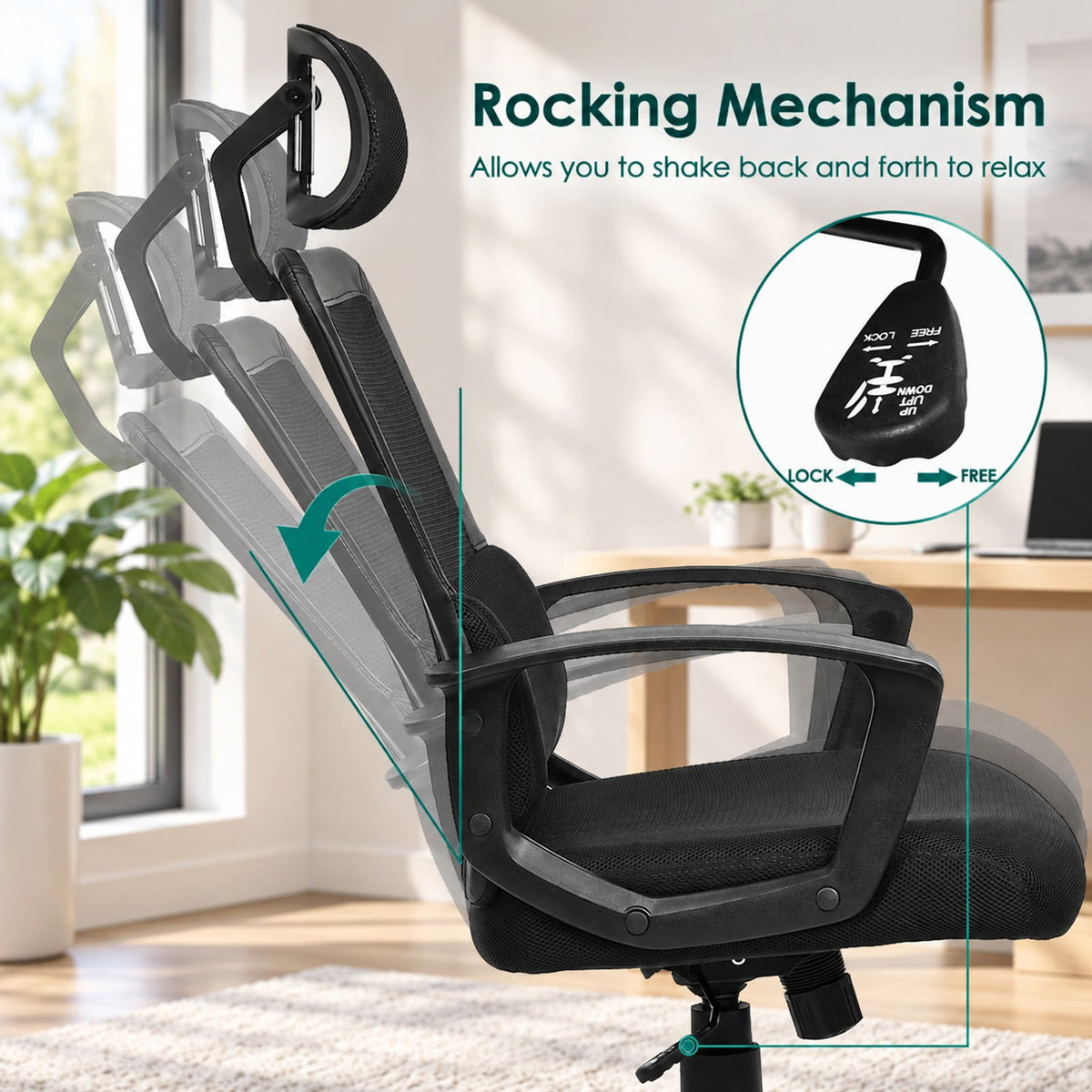Airfind Mesh Office Chair High Back Ergonomic Swivel Chair, 265 lbs Capacity, Mesh PP PU steel sponge Frame, Black