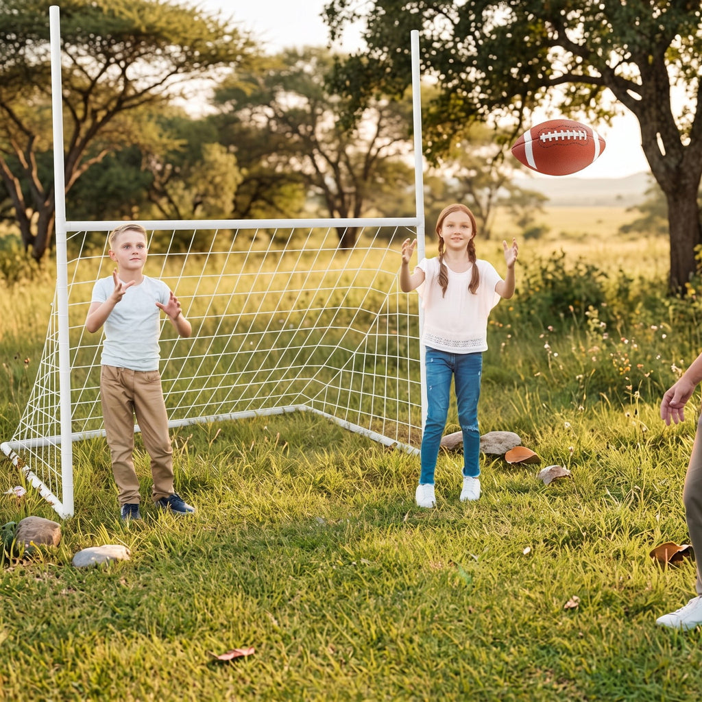Airfind 2 in 1 Soccer Goal All Weather Football Training Equipment Portable Backyard Net with Ground Stakes for Park School Team Practice, 5.5 x 7 ft, White