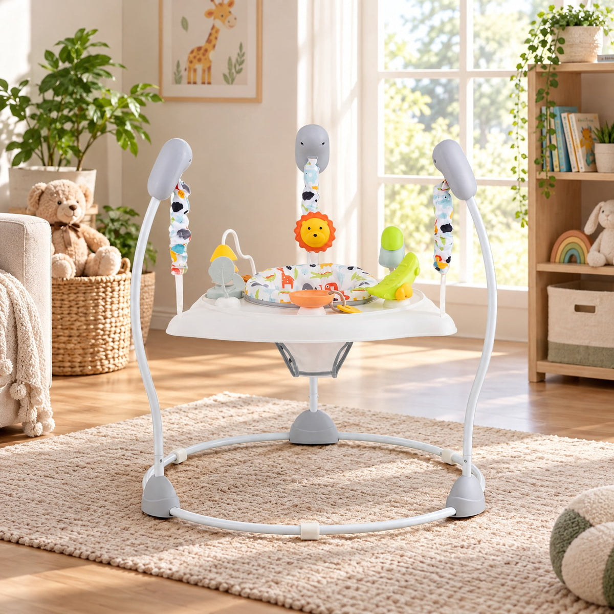 Airfind Child Jump and Play Activity Center with Rotatable Seat and Interactive Toys, 26.5 Lbs Capacity, Pp, for 7-15 Months Old, White