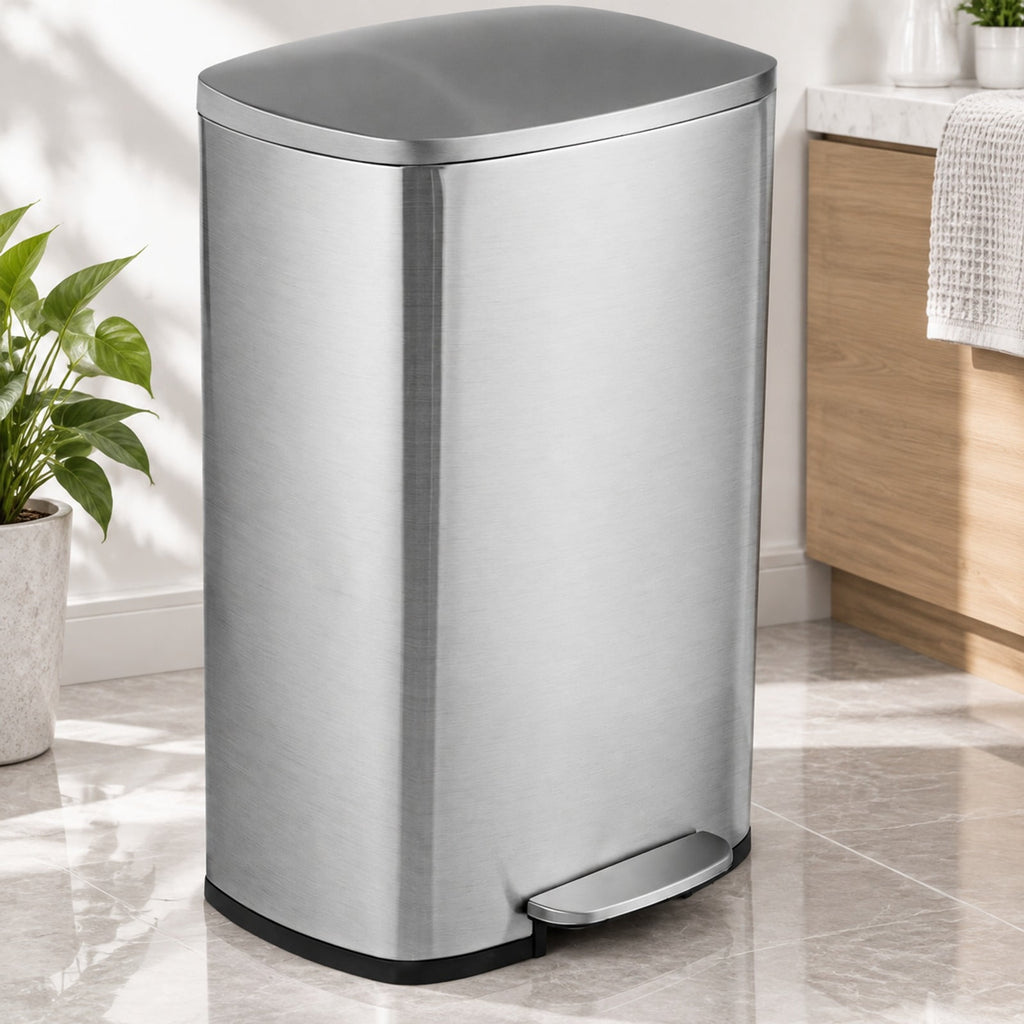 Airfind 13.2 Gallon Stainless Steel Trash Garbage Can with Bucket, PP steel stainless Frame, 17in x 12in x 26in (L x W x H) The Footprint, Silver Main