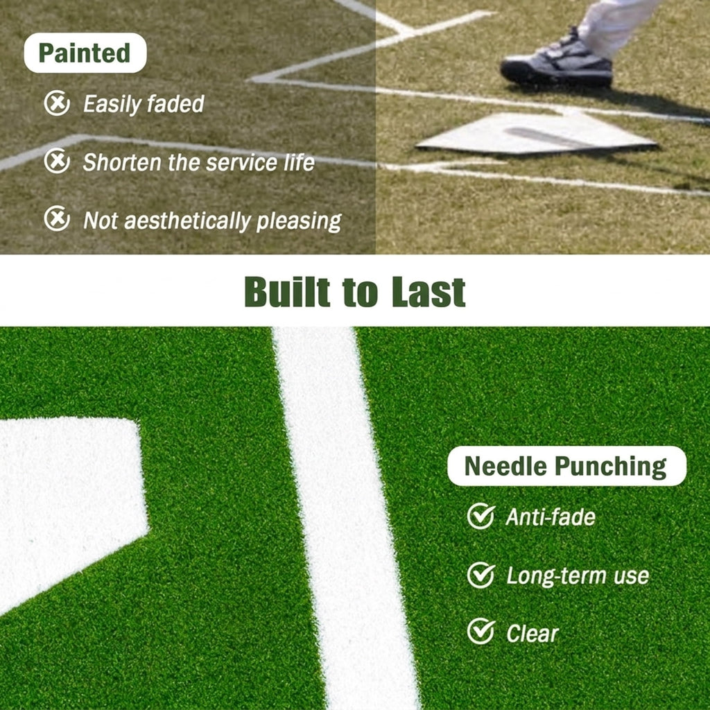 Airfind 10 ft x 3.8 ft Baseball and Softball Batter Practice Mat with Home Plate Markings, Green