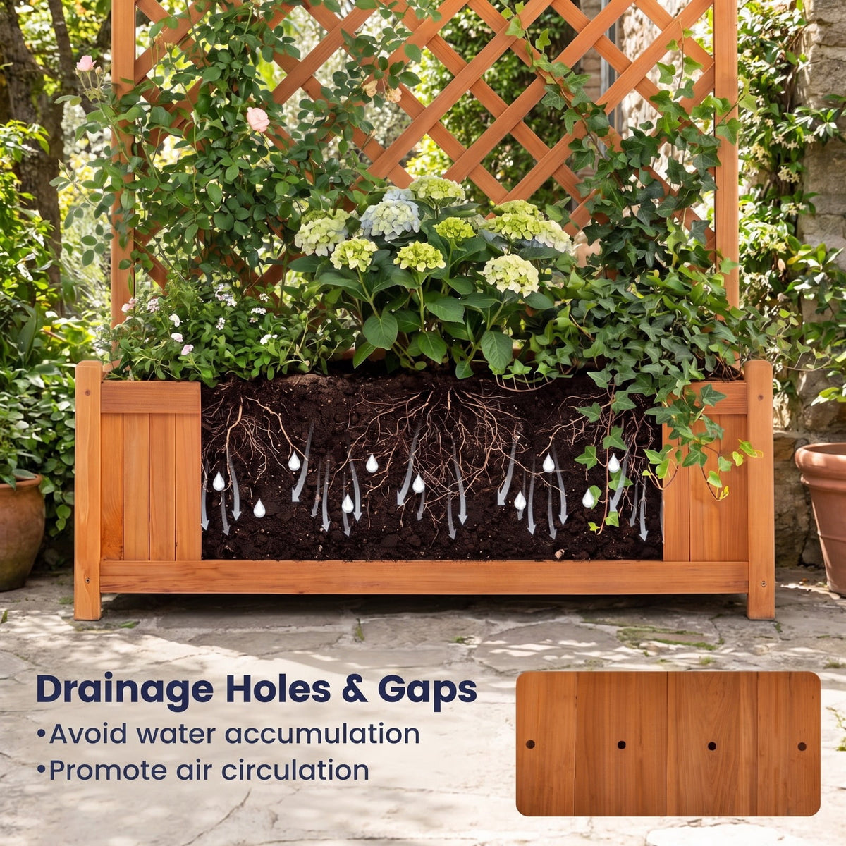 Airfind Planter Raised Bed with Trellis for Plant Flower Climbing, 66 lbs Capacity, Fir wood metal Frame, Orange